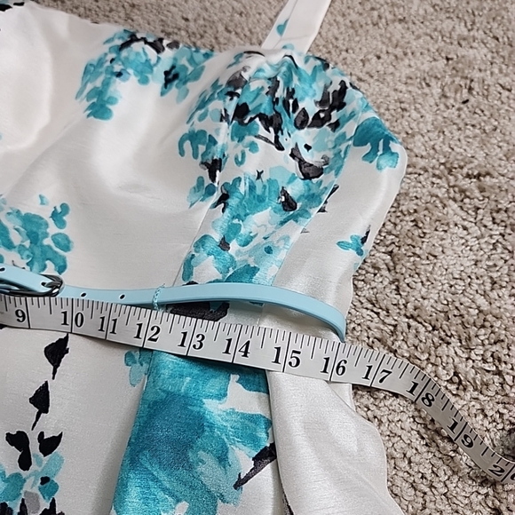 Jessica Howard Teal Floral Swing Tea Dress With Belt  Sz 12 - Picture 12 of 12